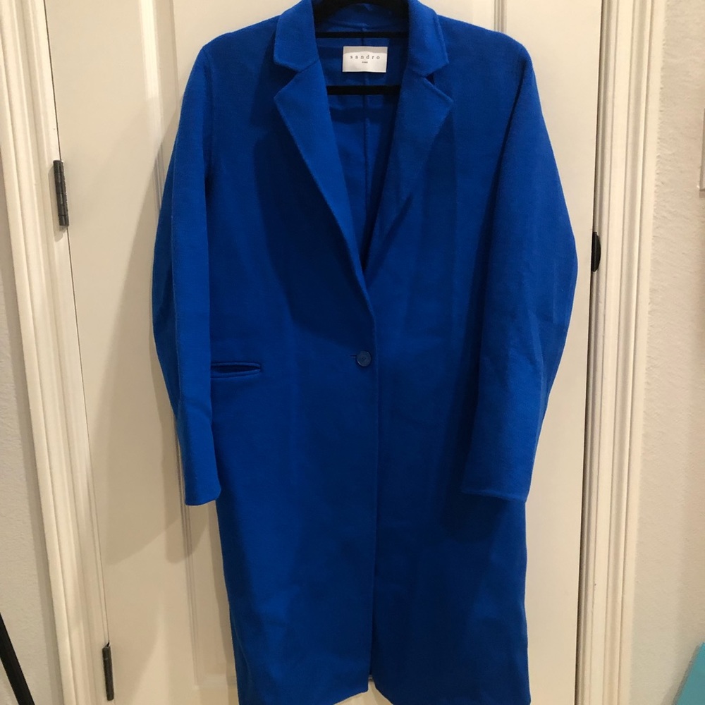 Sandro Blue Wool Coat Size 1